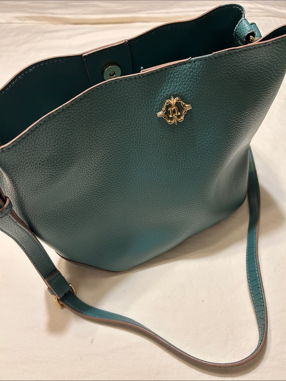 Nanette Lepore Teal Shoulder Bag with Gold Logo